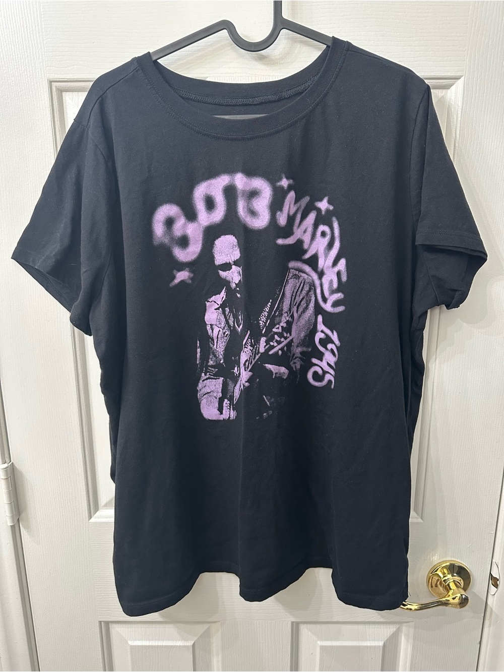 Torrid Graphic Tee Bob Marley Black Purple Classic Fit Short Sleeve Crew Neck 2X